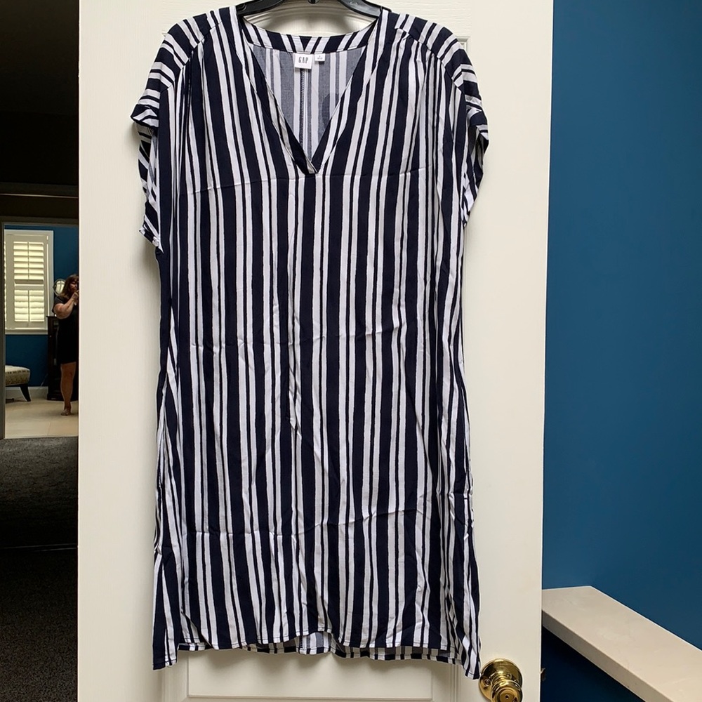 Classic navy & white striped shirtdress